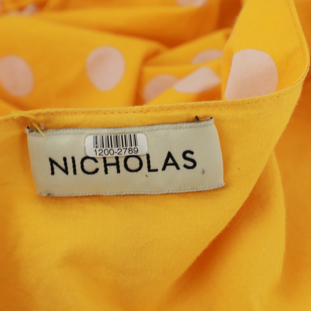 Nicholas Polla Dot Yellow & White Ruched Sleeve Button Front Dress‎ Size 6 - Picture 6 of 7